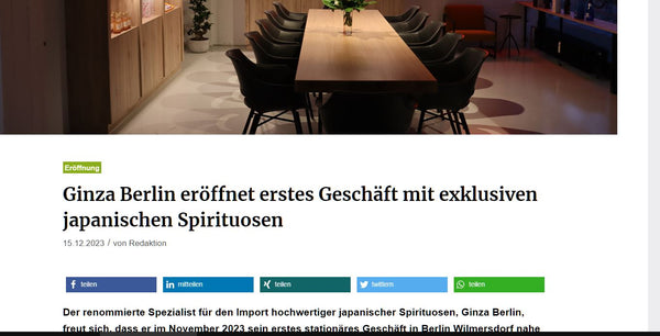 about-drinks: Ginza Berlin eröffnet erstes Geschäft mit exklusiven japanischen Spirituosen