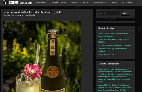 Samurai No Mon Shochu & der Shimazu Highball - Galumbi Drinks and more