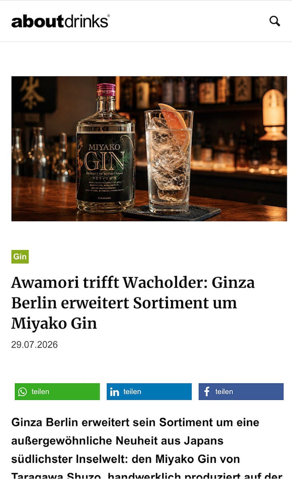 About Drinks: Ginza Berlin Expands Its Selection to Include Miyako Gin